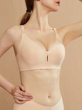 Seamless Solid Front Buckle Push Up Wireless Bra